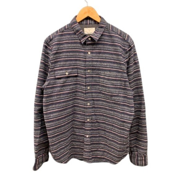 Rag & Bone Flannel Shirt Men’s Size XL Blue Red Striped Button Down Long Sleeve - Picture 1 of 9
